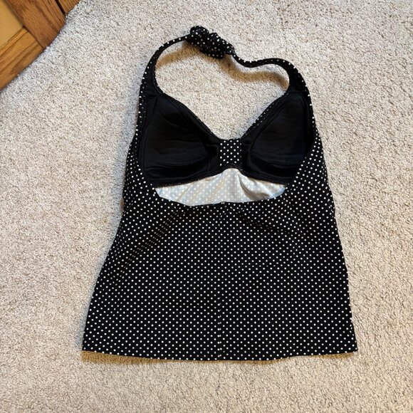 Vintage Lands' End Halter style Tankini Black with White polka Dots Size 6 - Picture 5 of 6